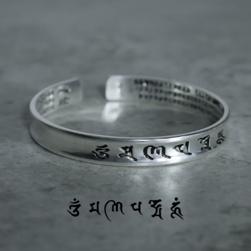 Braccialetto in rame bianco con mantra tibetano Buddha Stones