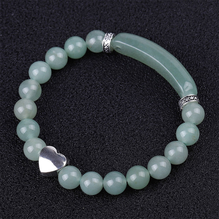 Bracciale unisex a forma di cuore con perline di cristallo naturale