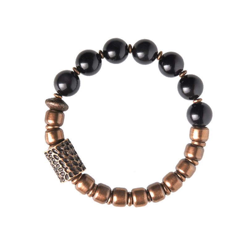 Braccialetto di supporto e guarigione Buddha Stones, pietra lavica, ossidiana arcobaleno e ottone. - image 18