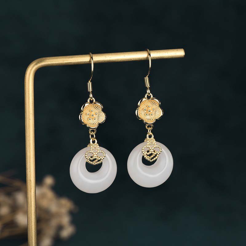 Orecchini pendenti di benedizione in giada bianca FengShui