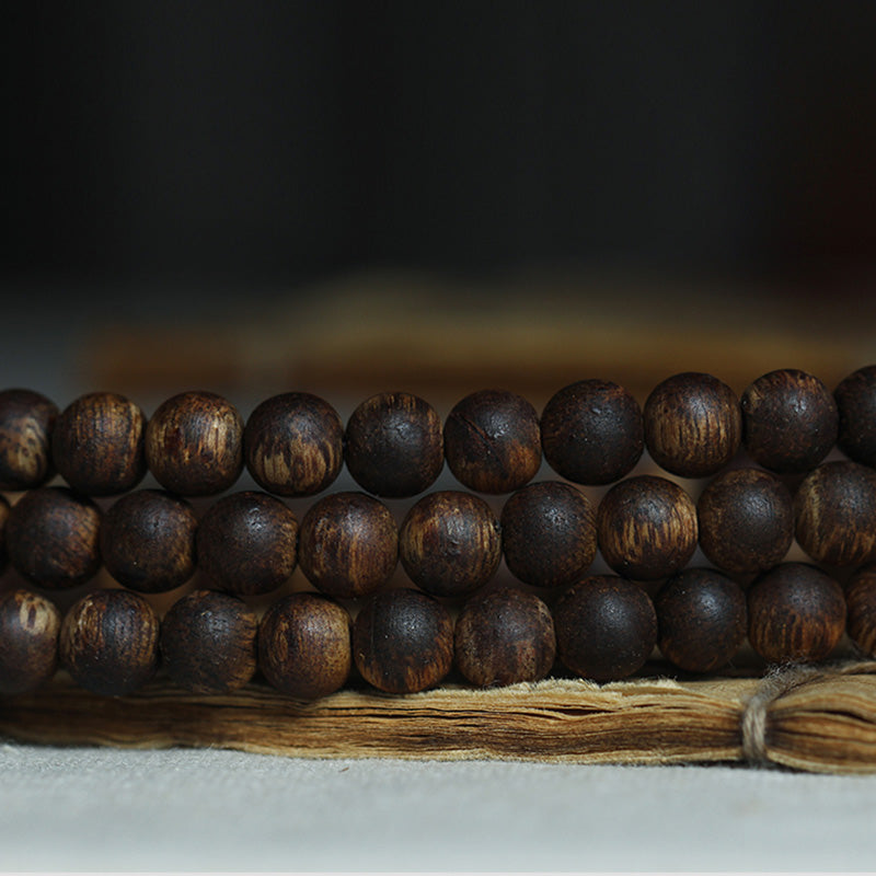 Braccialetto della pace in oro 999 con 108 perle Mala Nha Trang Bai Qinan Agarwood Jade (solo uno in magazzino)