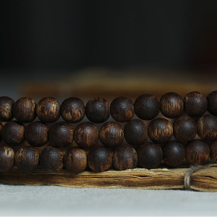 Braccialetto della pace in oro 999 con 108 perle Mala Nha Trang Bai Qinan Agarwood Jade (solo uno in magazzino)