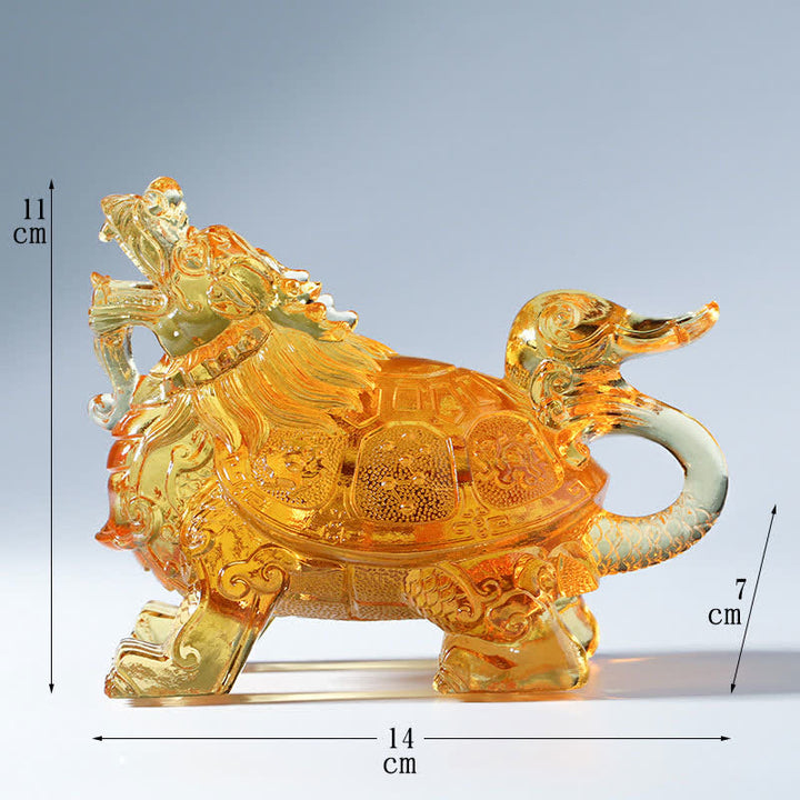 Feng Shui Drago Tartaruga Fatto a Mano Liuli Cristallo Arte Pezzo Decorazione Casa Ufficio