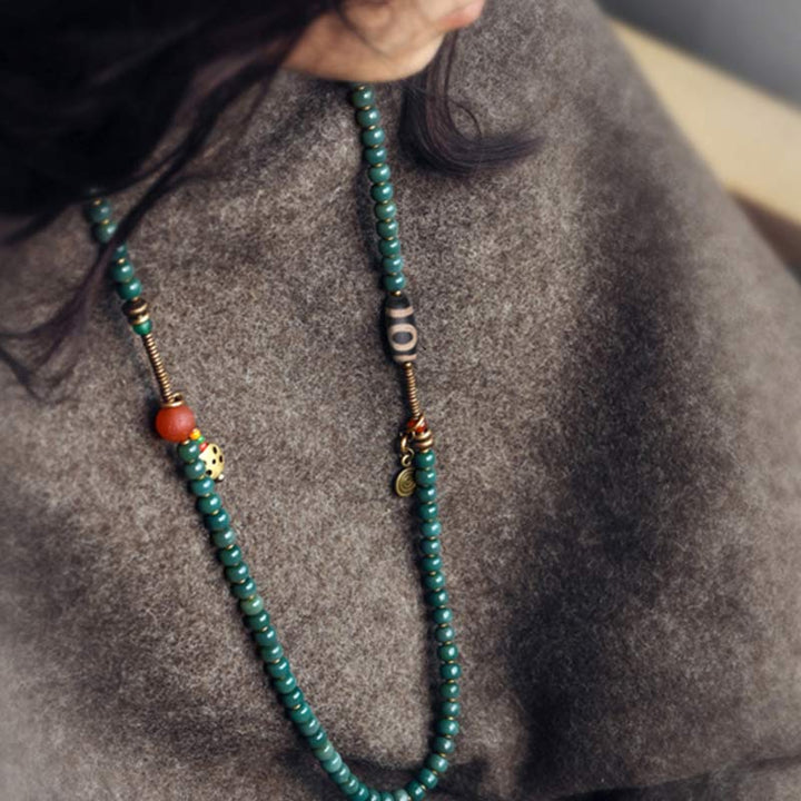Buddha Stones 108 Mala Beads Bodhi Seed Dzi Bead Wisdom Bracciale