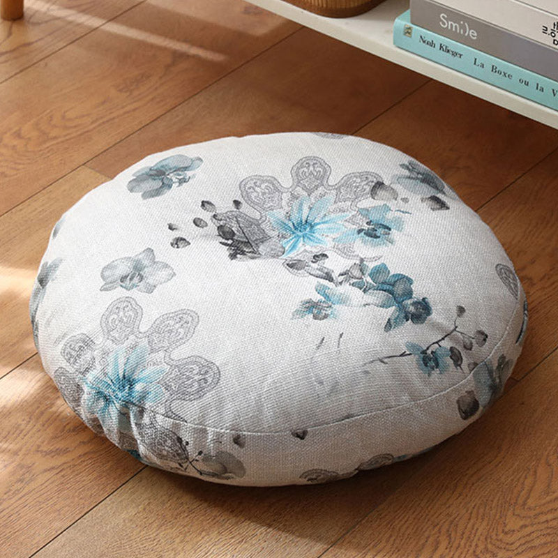 Cuscino per seduta da meditazione in lino con motivo semplice Buddha Stones e loto, decorazione per la casa e il soggiorno