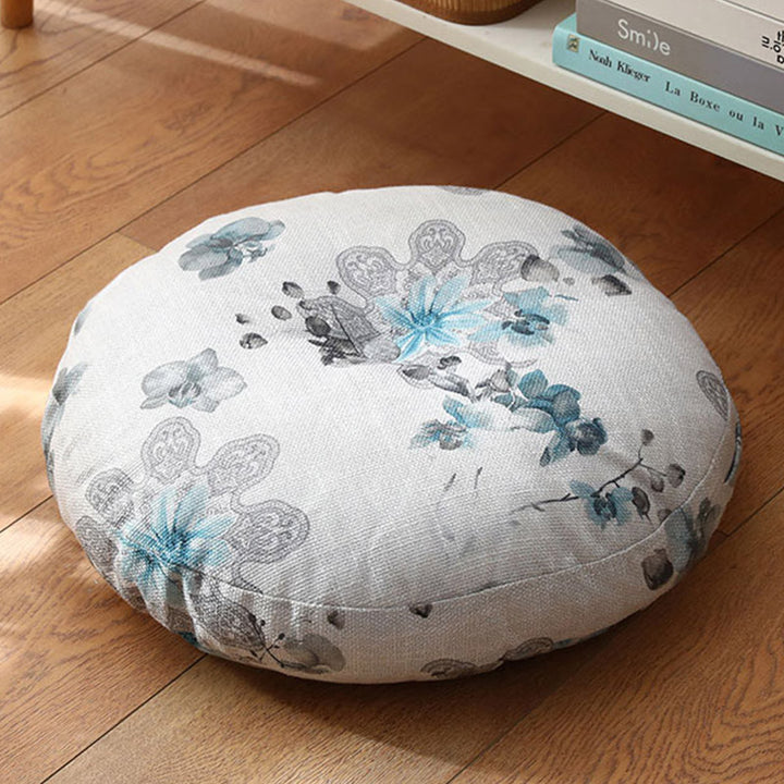 Cuscino per seduta da meditazione in lino con motivo semplice Buddha Stones e loto, decorazione per la casa e il soggiorno