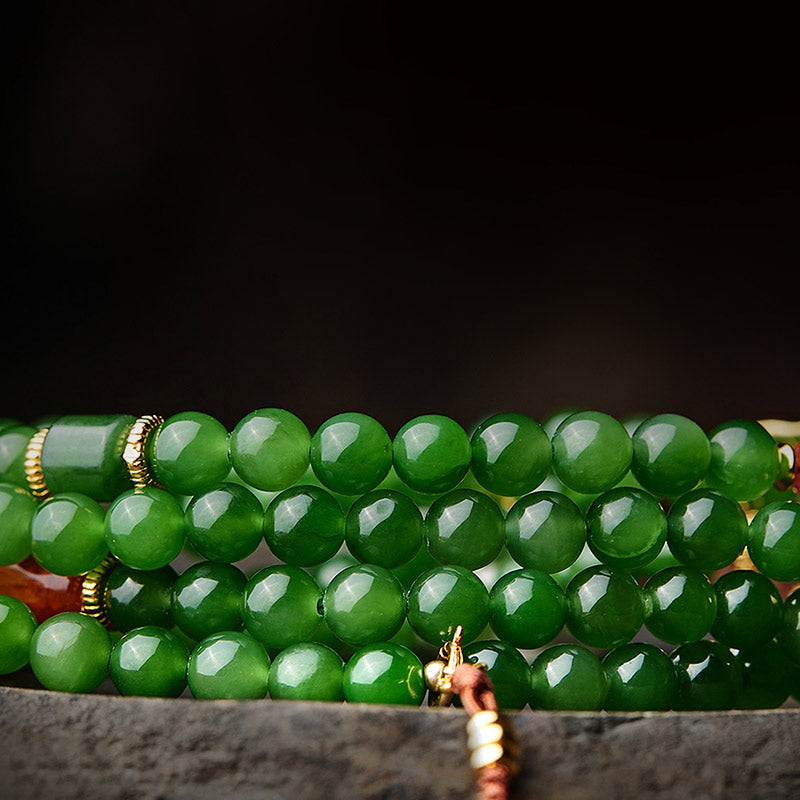 Buddha Stones 108 Mala Beads Ciano Giada Agata Rossa Braccialetto della Fortuna del Buddha che Ride