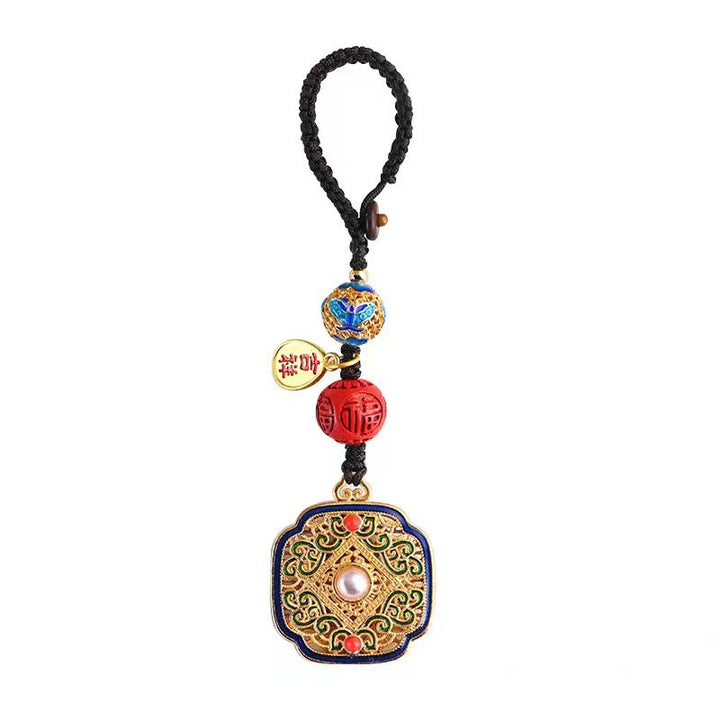 Portachiavi con ciondolo a forma Buddha Stones Fu Character Blessing Ruyi