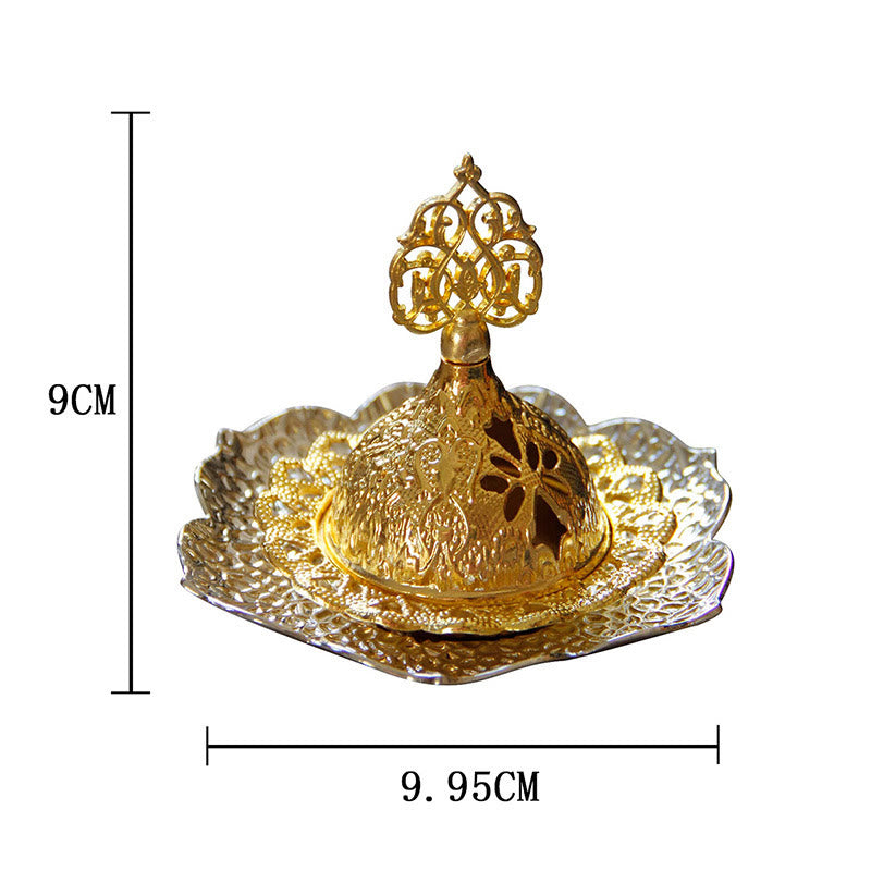 Sottobicchiere in foglia d'oro spirituale Mini lega di metallo bruciatore di incenso