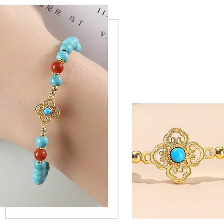 Braccialetto di protezione dell'equilibrio con perline turchesi Buddha Stones