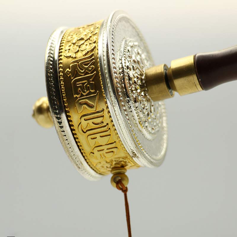 Ruota di preghiera tibetana Sei parole vere Rame Pace Protezione Decorazione