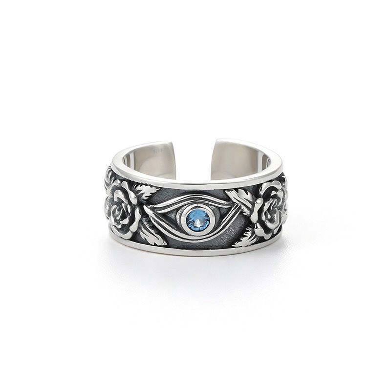 Anello regolabile con protezione in cristallo con occhio di Horus Buddha Stones