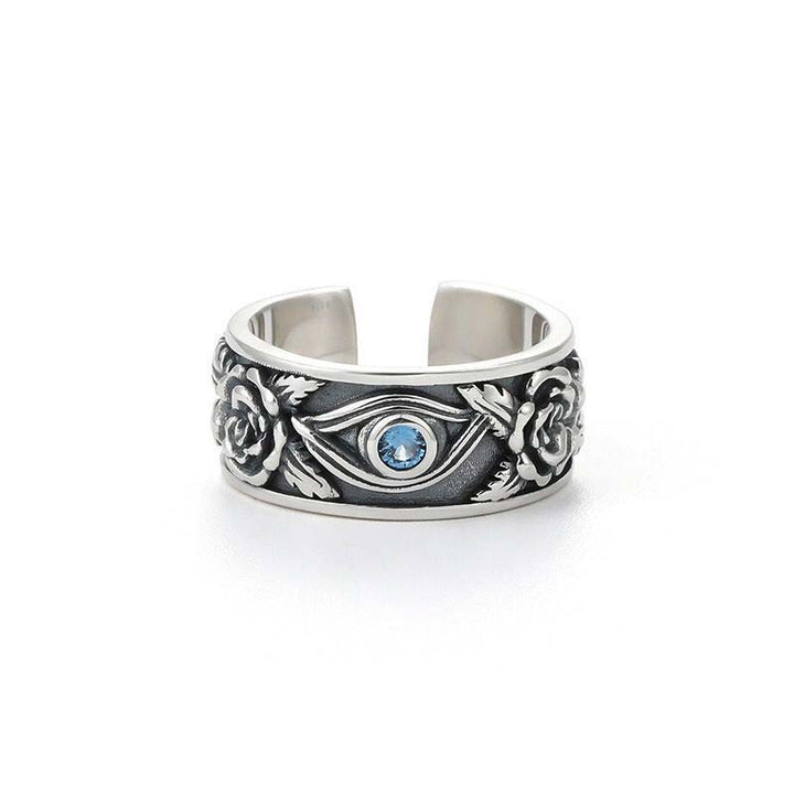 Anello regolabile con protezione in cristallo con occhio di Horus Buddha Stones