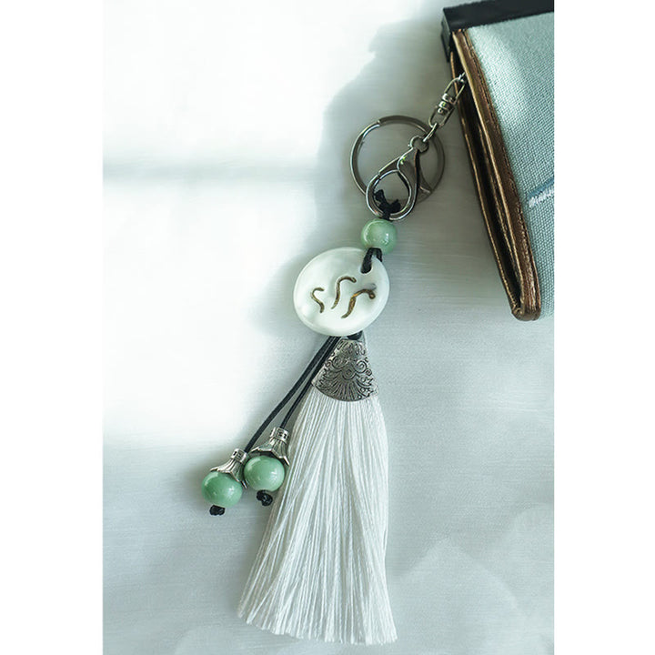 Portafoglio portasoldi grande capacità con ricamo a doppia faccia, Buddha Stones, fiori di prugna, fiori di pesco, bambù, borsa per la spesa - image 6