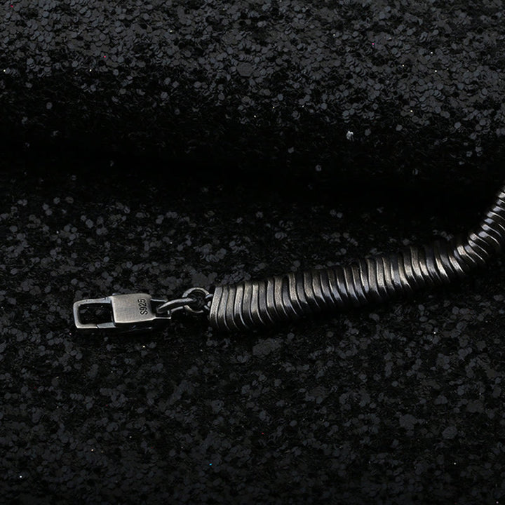 Bracciale a catena con design intrecciato vintage in argento sterling 925 Buddha Stones, per la guarigione della ricchezza