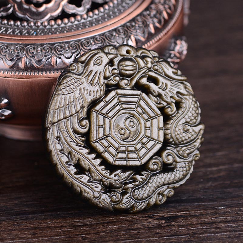 Collana con ciondolo di energia curativa in ossidiana dorata Buddha Stones