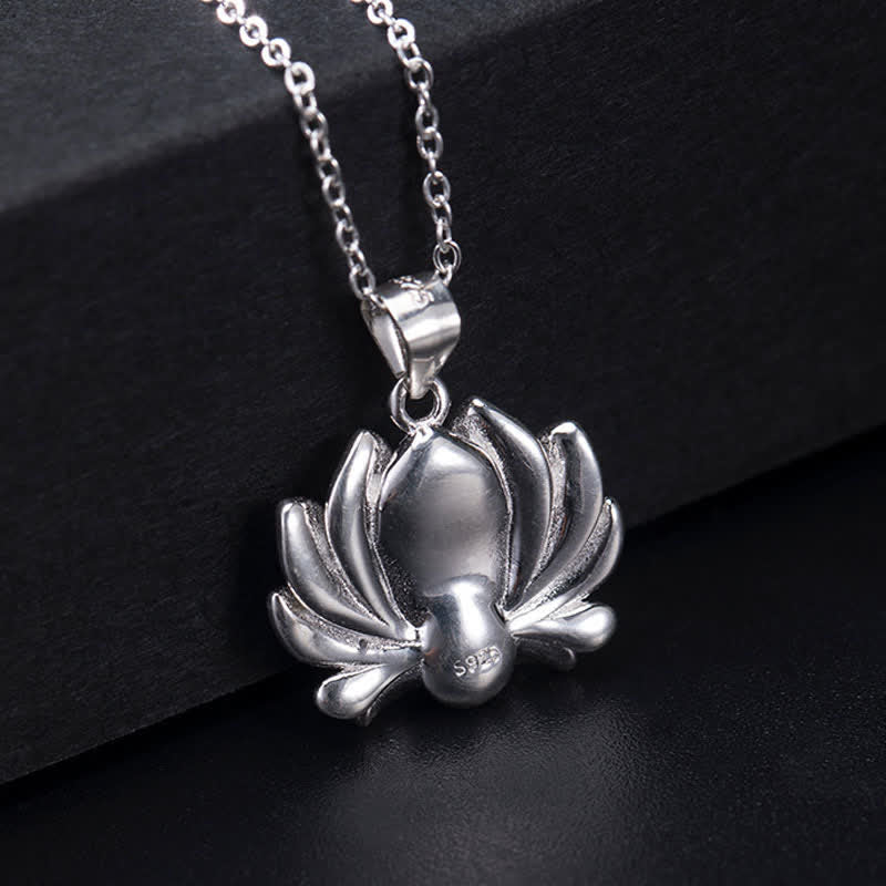 Collana con ciondolo a forma di fiore di loto in argento sterling 925 con Buddha Stones e perle - image 9