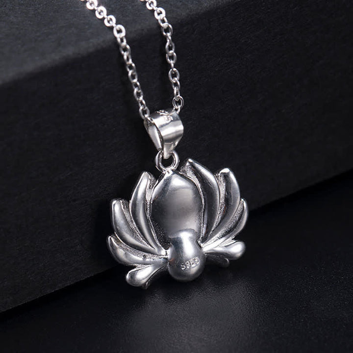 Collana con ciondolo a forma di fiore di loto in argento sterling 925 con Buddha Stones e perle - image 9
