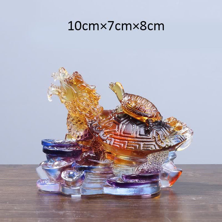 Buddha Stones Feng Shui Drago Tartaruga Monete Fatto a Mano Cristallo Liuli Fortuna Pezzo d'Arte Decorazione per Casa Ufficio