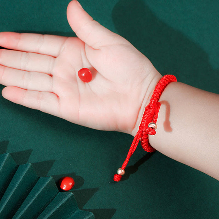 Buddha Stones per bambini in argento sterling 999 PiXiu Wealth King Kong Knot String Braided Kids