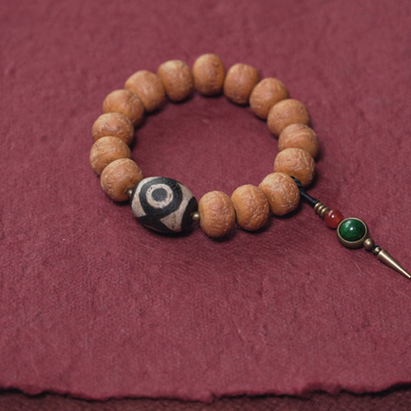Bracciale Mala da polso con ciondolo di pace in Buddha Stones Tibet Bodhi Seed Dzi Bead