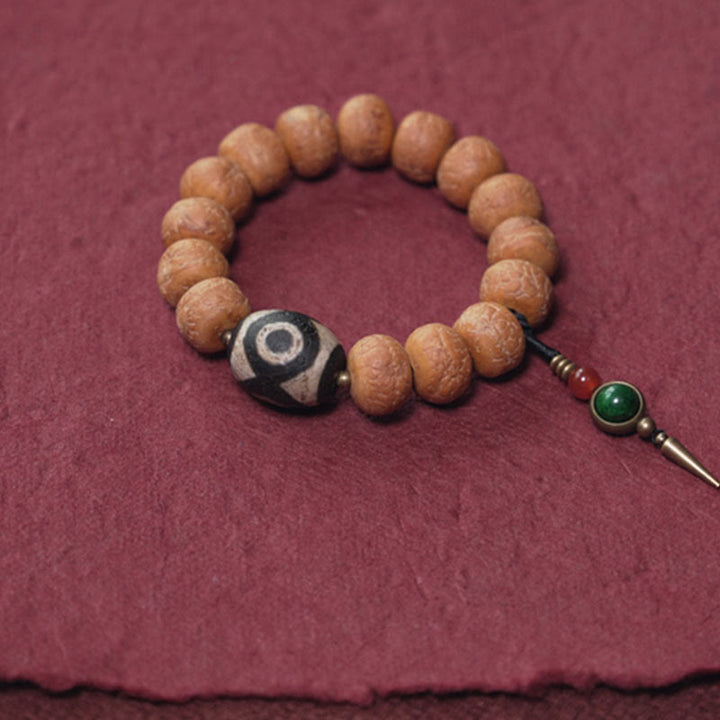 Bracciale Mala da polso con ciondolo di pace in Buddha Stones Tibet Bodhi Seed Dzi Bead