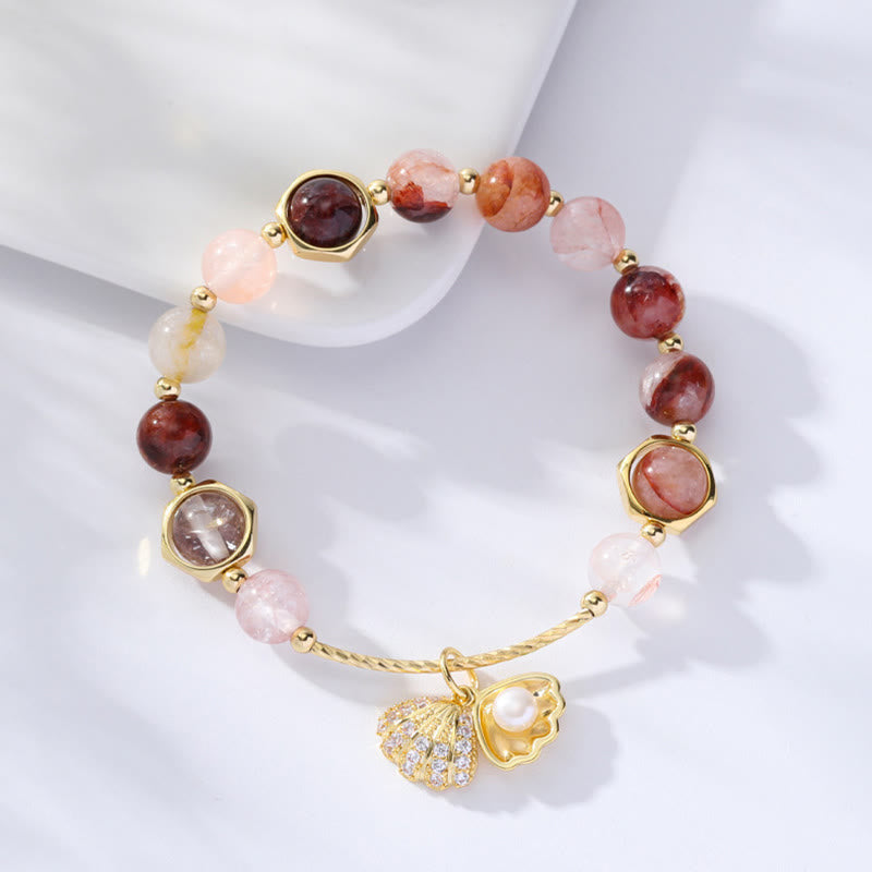 Braccialetto di perline di protezione in quarzo rutilato naturale colorato Buddha Stones
