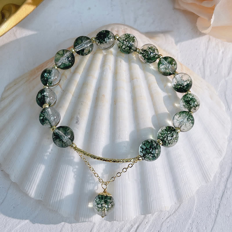 Braccialetto con ciondolo Buddha Stones Green Phantom Crystal Confidence