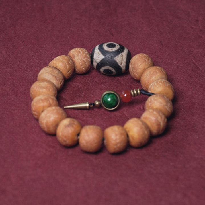 Bracciale Mala da polso con ciondolo di pace in Buddha Stones Tibet Bodhi Seed Dzi Bead