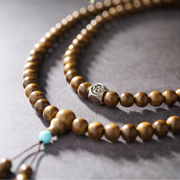 Buddha Stones 108 Mala Beads 999 Oro Brunei Agarwood Cuore Sutra Ambra Agata Rossa Forza Bracciale Meditazione