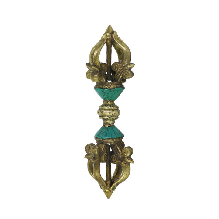 Buddha Stones Tibetano a cinque punte Vajra Dorje Artigianale Nepal Potere spirituale Decorazione in rame
