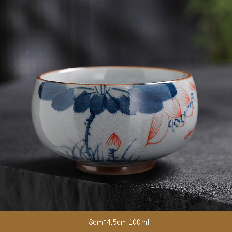 Buddha Stones Fiore di Loto Foglia di Bambù Tazza da Tè in Ceramica Tazze da Tè Kung Fu