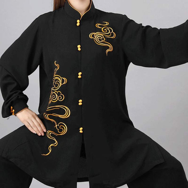 Buddha Stones Nuvole di buon auspicio Ricamo Meditazione Preghiera Spirituale Zen Tai Chi Qigong Pratica Set di abbigliamento unisex - image 18