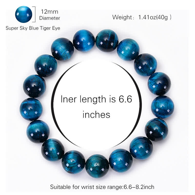 Braccialetto di protezione con occhio di tigre blu Buddha Stones