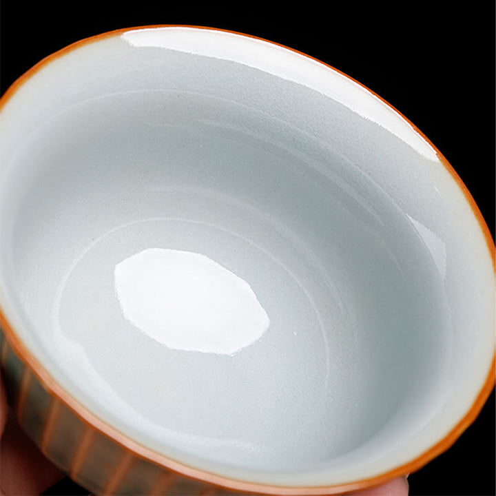 Buddha Stones Retro Glaze Kiln Change Ceramica Gaiwan Sancai Tazza da tè Kung Fu Tazza da tè e piattino con coperchio - image 11