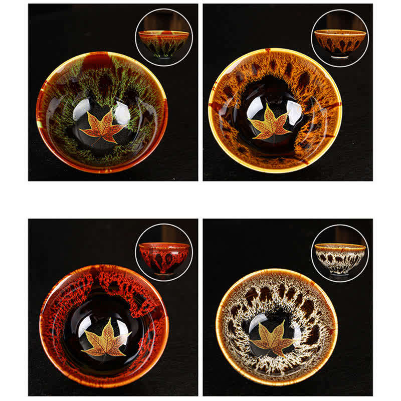 Buddha Stones Foglia d'acero Tazza da tè in ceramica colorata Tazze da tè per la casa