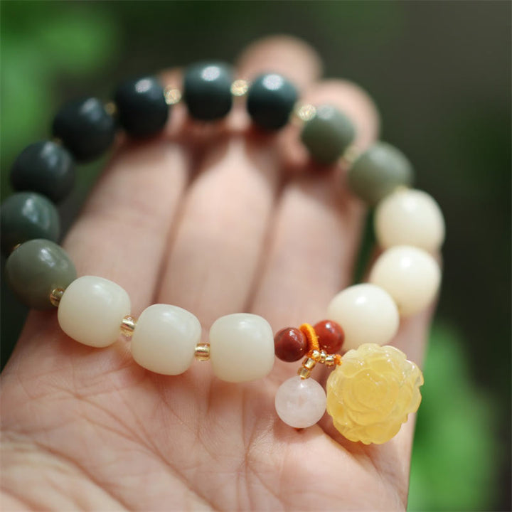 Bracciale Buddha Stones Gradient Bodhi Seed Ambra Lotus Peace