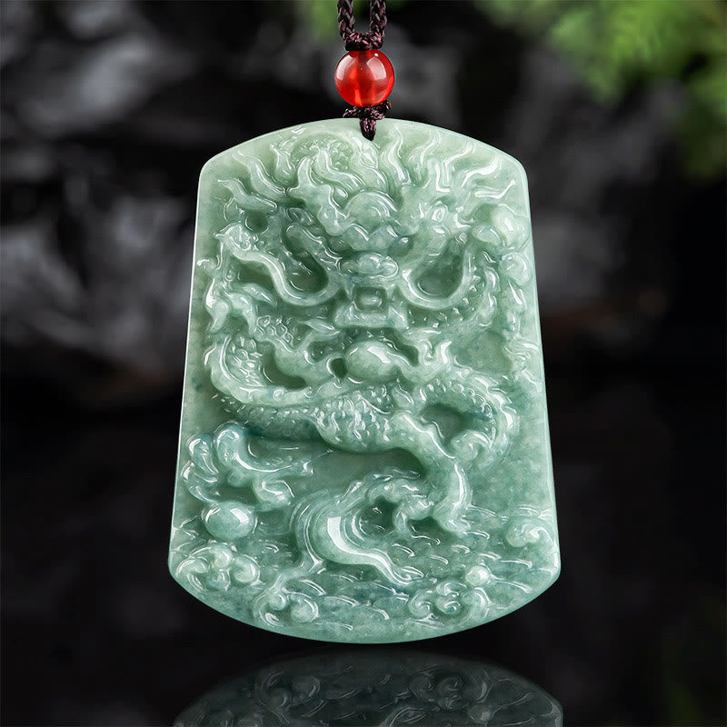 Buddha Stones Giada naturale Zodiaco cinese Drago Mare Fortuna Collana con ciondolo - Giada (Prosperità♥Abbondanza) - image 1
