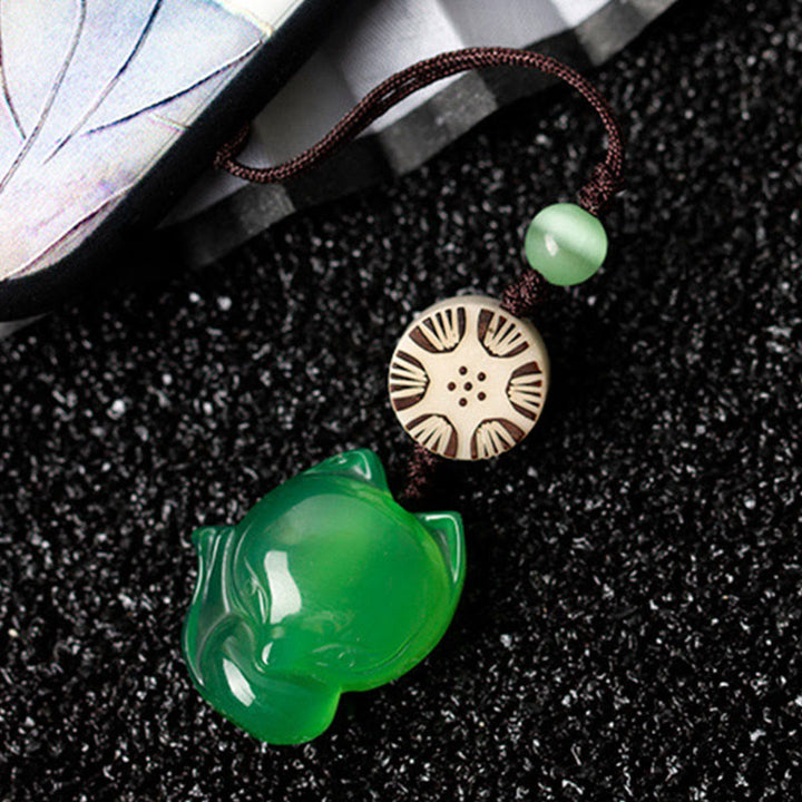 Decorazione da appendere al telefono in calcedonio naturale Fox Harmony