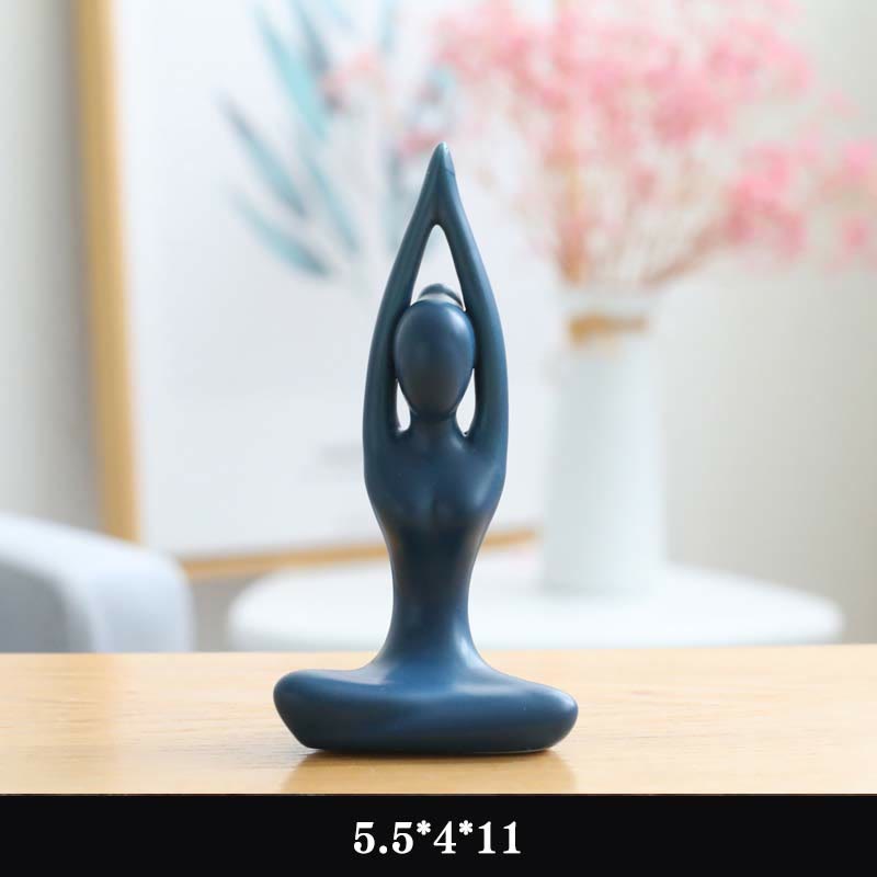 Astratto Yoga Meditazione Esercizio Ceramica Spirituale Figurina Scultura Decorazione - Blu - Allungare le mani - image 4