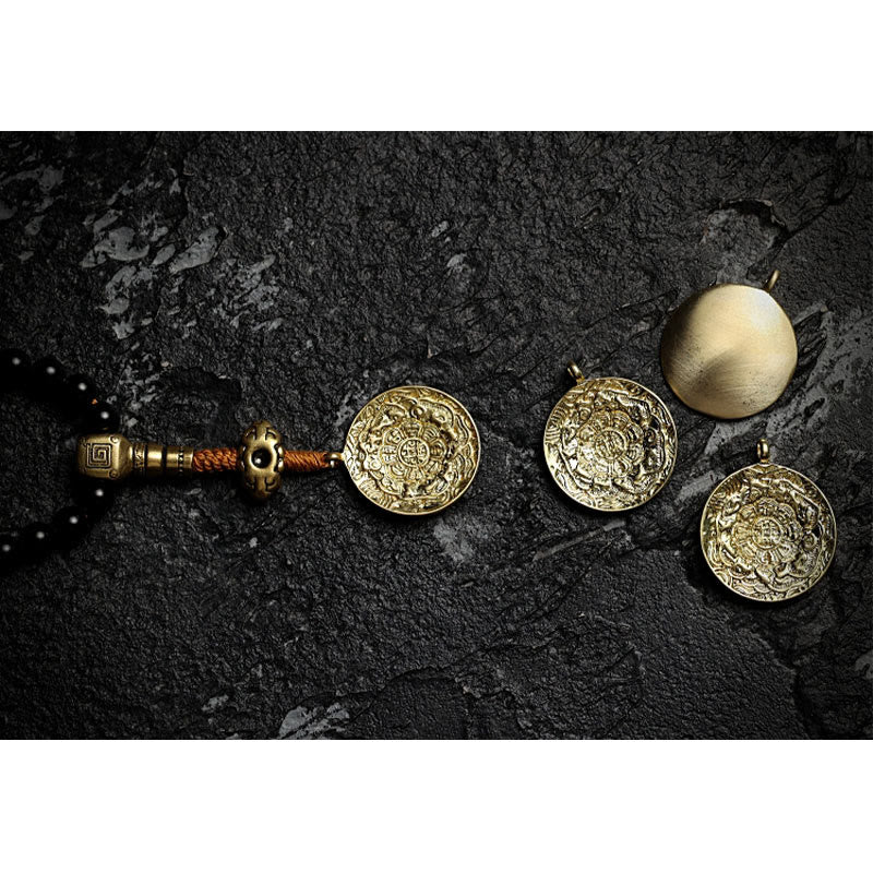 Buddha Stones Tibetano 108 Perle Mala Onice Nero Perle Occhio di Tigre Nove Palazzi Braccialetto di Protezione Bagua