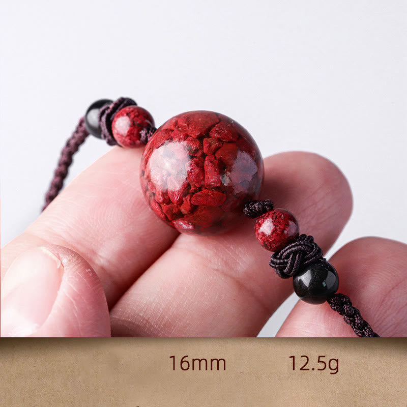 Buddha Stones Pietre di cinabro naturali Perline Collana con ciondolo di benedizione