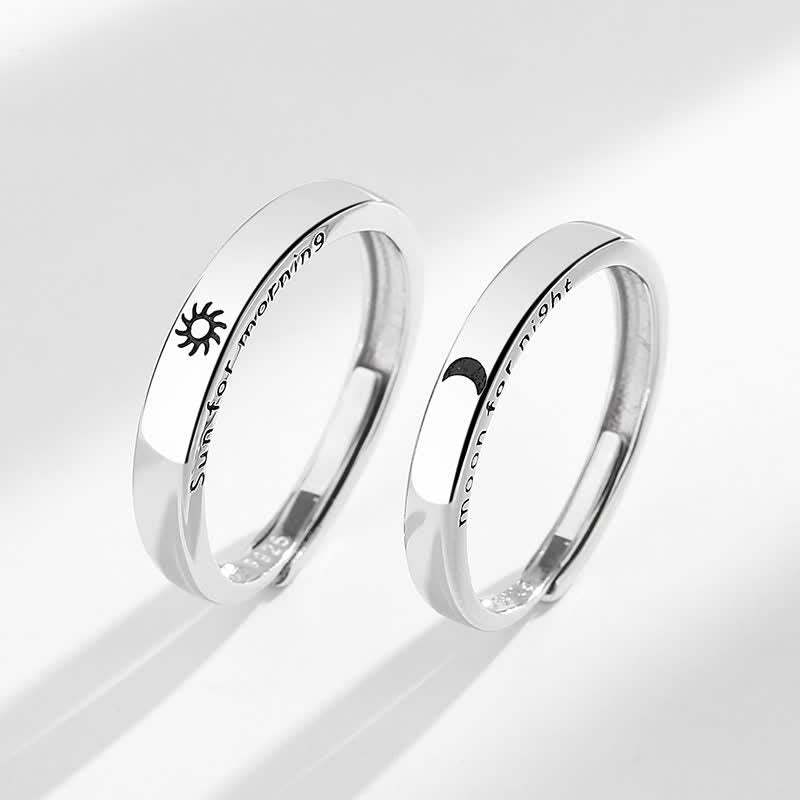 Anello regolabile per coppia con protezione sole e luna in argento sterling 925 Buddha Stones