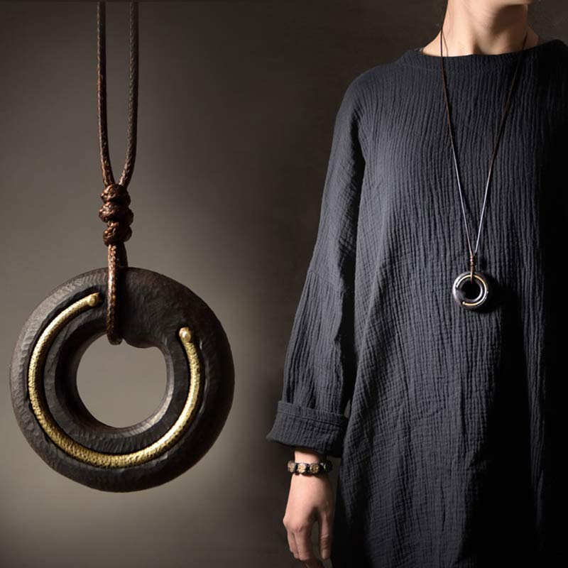 Collana con ciondolo in legno di ebano, cerchio zen, Buddha Stones , pace e calma - image 4