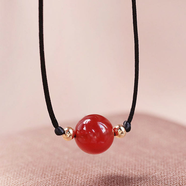 Buddha Stones Agata rossa naturale Calcedonio Autoaccettazione Fiducia String Bead Bracciale Collana Pendente