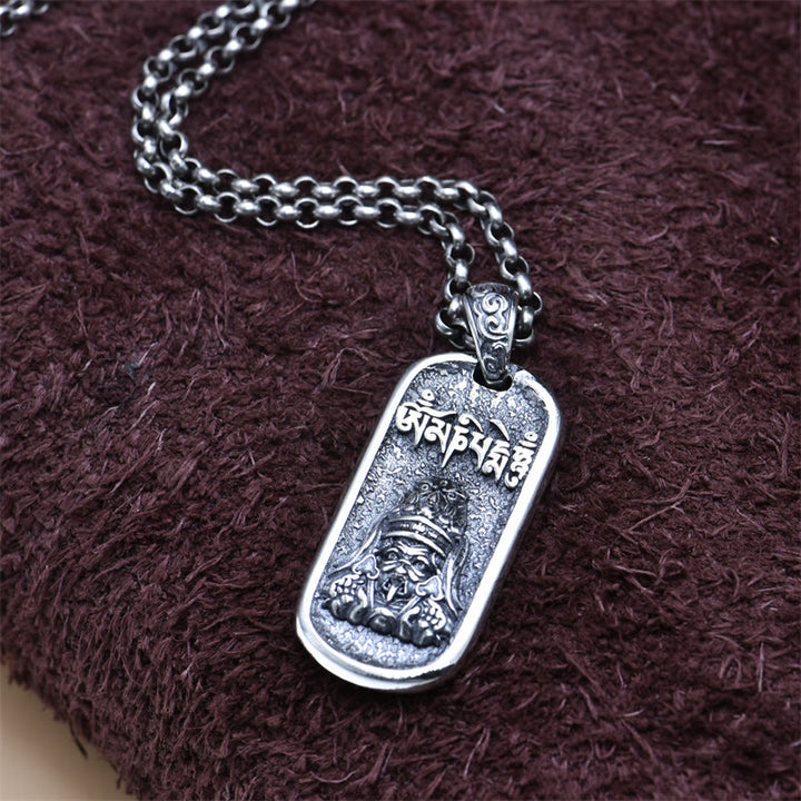 Buddha Stones 925 Sterling Silver Zakiram Dea della Ricchezza Om Mani Padme Hum Collana Pendente della Pace