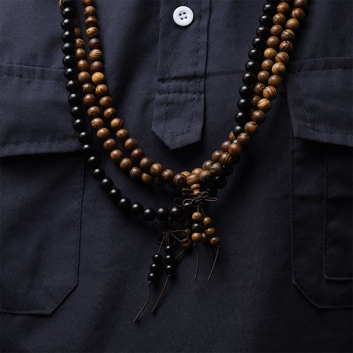 Buddha Stones 108 Mala Beads Bracciale Preghiera Meditazione Sandalo Elastico - image 4