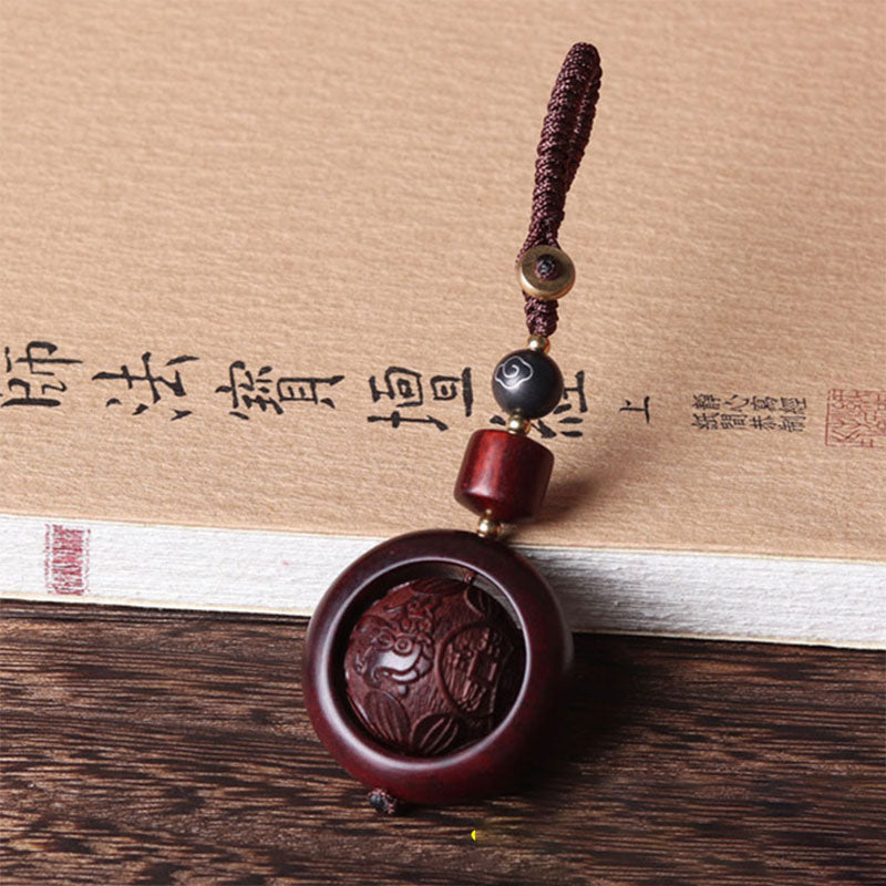 Buddha Stones Tibetano Piccola Foglia Sandalo Rosso Ebano Fortuna Protezione Rotazione Decorazione