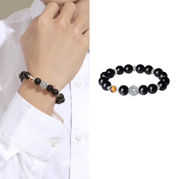 Braccialetto di purificazione Occhio di Tigre Occhio della Provvidenza in Argento Sterling 925 Buddha Stones