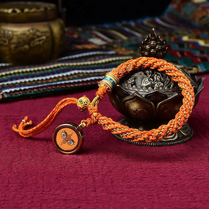 Braccialetto con ciondolo a forma di ruota di preghiera con ciondolo a forma di Thangka, fatto a mano in tibetano, con Buddha Stones